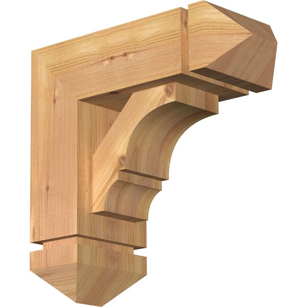 Ekena Millwork Balboa Arts and Crafts Smooth Bracket w/ Offset Brace, Western Red Cedar, 5 1/2"W x 14"D x 14"H BKT0604X14X14BOA03SWR - main